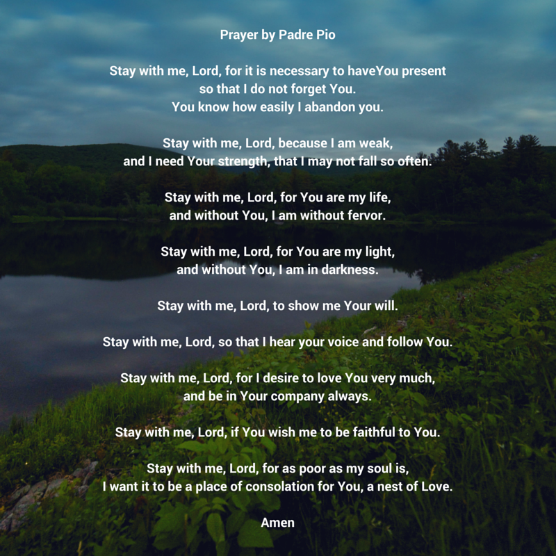 Stay With Me A Prayer By St Pio Of Pietrelcina Carolyn Astfalk Author